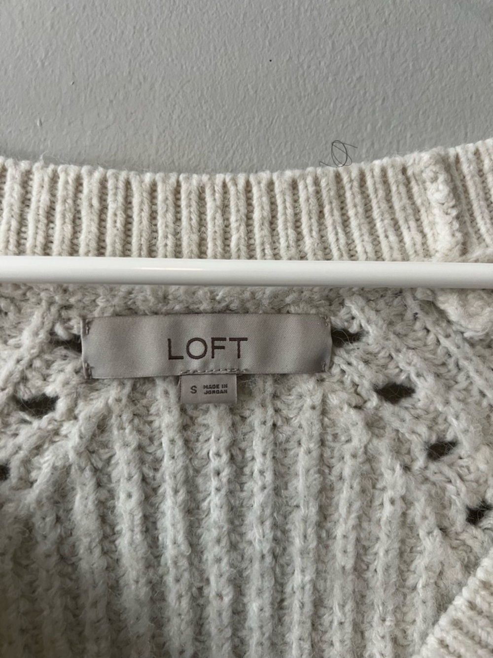 LOFT Cream Textured Ribbed Button-Up Cardigan - Picture 3 of 4